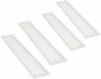 sossai 4 x Aluminium Lüftungsgitter 44 x 8cm in Weiß Belüftungsgitter Türgitter Stegblech Abluft