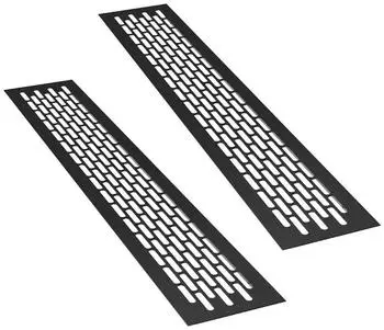 sossai 2 x Aluminium Lüftungsgitter 44 x 8cm in Schwarz Belüftungsgitter Türgitter Stegblech Abluft