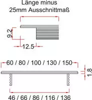 L&uuml;ftungsgitter 800 mm Aluminium schwarz eloxiert - 100 mm