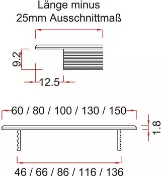 Vasalat L&uuml;ftungsgitter K&uuml;hlschrank 800x100 mm, einsteckbares L&uuml;ftungsblech auch f&uuml;r Kleiderschr&auml;nke & T&uuml;ren, Aluminium schwarz eloxiert