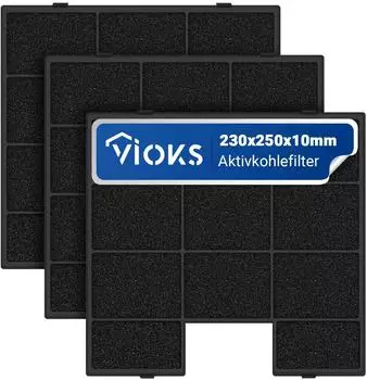 VIOKS Kohlefilter Set 3x kompatibel mit Amica PKM KF 17142 KCC705 Filter f&uuml;r Abzugshaube