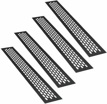 sossai 4 x Aluminium Lüftungsgitter 80 x 6cm in Schwarz Belüftungsgitter Türgitter Stegblech Abluft