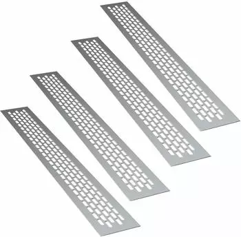 sossai 4 x Lüftungsgitter 44 x 6cm in Aluminium Design Belüftungsgitter Türgitter Stegblech Abluft
