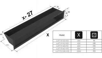 Kratki Lüftungsgitter LUFT 9x60 schwarz