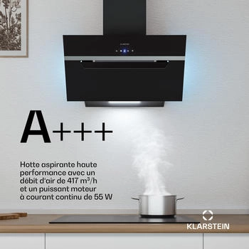 Klarstein BigBite Kopffreihaube Abluft- und Umluftmodus Sicherheitsglas 417 m³/h 60 cm A+++