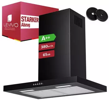 Levivo Wandhaube 380 m&sup3;/h 60cm - schwarz