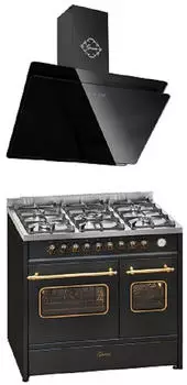 Gurari Wandhaube GCH S 411 90 BL PRIME N, Dunstabzugshaube 90 cm, Schwarz Glas,1000m³/h