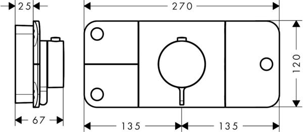 Ausstattung & Eigenschaften Axor One Thermostatmodul Unterputz für 3 Verbraucher Brushed Nickel (45713820)