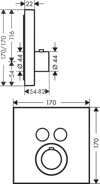Allgemeine Daten & Ausstattung Axor ShowerSelect Square Thermostat Unterputz Stainless Steel Optic (36715800)