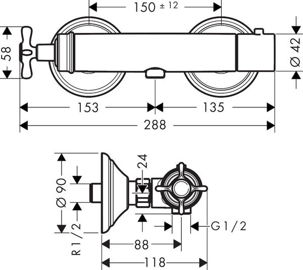 Allgemeine Daten & Ausstattung Axor Montreux Brausenthermostat Aufputz edelstahl optic (16261800)