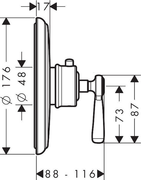 Ausstattung & Allgemeine Daten Axor Montreux Thermostat Unterputz mit Hebelgriff Brushed Brass (16823950)