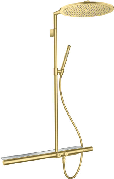 Axor ShowerSolutions Showerpipe mit Thermostat 800 und Kopfbrause 350 1jet Brushed Brass (27984950)