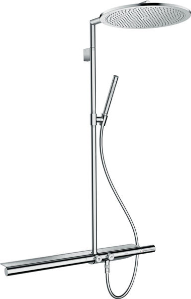 Axor ShowerSolutions Showerpipe mit Thermostat 800 und Kopfbrause 350 1jet Brushed Black Chrome (27984340)