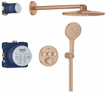 GROHE Grohtherm SmartControl Duschsystem Unterputz mit Rainshower SmartActive 310 warm sunset geb&uuml;rstet (34863DL0)