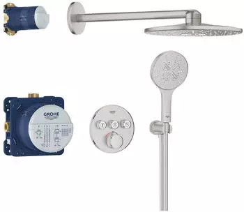 GROHE Grohtherm SmartControl Duschsystem Unterputz mit Rainshower SmartActive 310 supersteel (34863DC0)