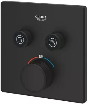 GROHE Grohtherm SmartControl Unterputz-Thermostat mit 2 Absperrventilen phantom black (102166KF00) – GROHE Grohtherm SmartControl Unterputz-Thermostat: Eleganz in Schwarz