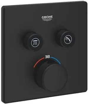 GROHE Grohtherm SmartControl Unterputz-Thermostat mit 2 Absperrventilen phantom black (102166KF00) – Intuitive Bedienung und Sicherheit