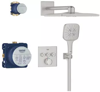 GROHE Grohtherm SmartControl Duschsystem Unterputz mit Rainshower SmartActive 310 Cube supersteel (34864DC0)