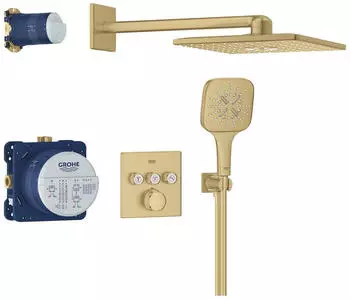 GROHE Grohtherm SmartControl Duschsystem Unterputz mit Rainshower SmartActive 310 Cube cool sunrise geb&uuml;rstet (34864GN0)