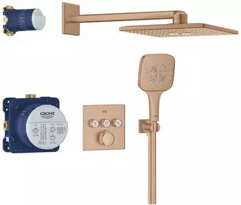 GROHE Grohtherm SmartControl Duschsystem Unterputz mit Rainshower SmartActive 310 Cube warm sunset geb&uuml;rstet (34864DL0)