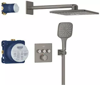 GROHE Grohtherm SmartControl Duschsystem Unterputz mit Rainshower SmartActive 310 Cube hard graphite gebürstet (34864AL0)