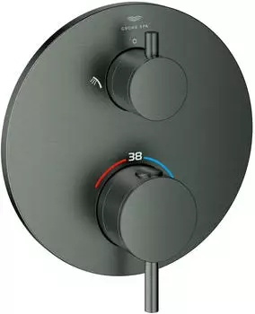 GROHE Atrio Thermostat-Brausebatterie mit 2-Wege-Umstellung hard graphite geb&uuml;rstet (24358AL0)