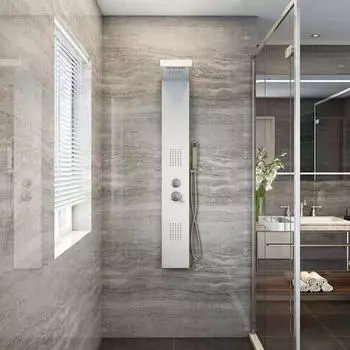 Home Deluxe Cascata Duschpaneel 142 x 50,5 cm verzinkter Stahl wei&szlig;
