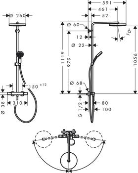 Hansgrohe Pulsify S Puro Showerpipe 260 1jet EcoSmart chrom (24237000) – Thermostatregelung schützt vor Temperaturschwankungen