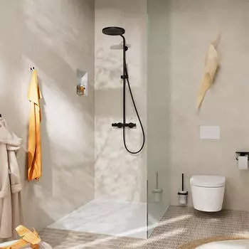 Hansgrohe Pulsify S Puro Showerpipe 260 1jet mit Ecostat Fine mattschwarz (24222670) – Innovative Technologie für maximalen Komfort