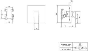 Villeroy & Boch Architectura Square Unterputz-Einhebel-Brausemischer brushed gold (TVS12500200076) – Villeroy & Boch Architectura Square Unterputz-Einhebel-Brausemischer brushed gold (TVS12500200076) für luxuriöses Duscherlebnis
