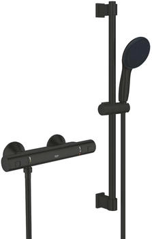 GROHE QuickFix Precision Start Thermostat-Brausebatterie mit Brausestange 60cm schwarz matt