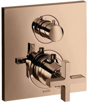 Axor Citterio Thermostat Unterputz mit Ab- und Umstellventil und Kreuzgriff polished red gold (39725300)