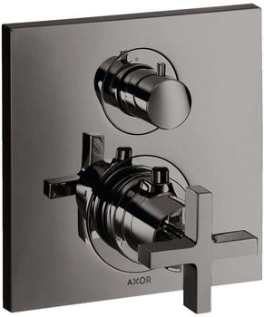 Axor Citterio Thermostat Unterputz mit Ab- und Umstellventil und Kreuzgriff polished black chrome (39725330)