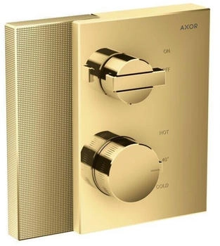 Axor Edge Thermostat Unterputz mit Absperrventil mit Diamantschliff polished gold optic (46751990)