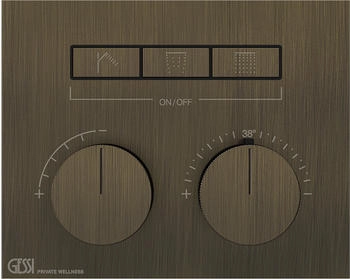 Gessi Hi-Fi Unterputz-Thermostat für 3 Verbraucher messing antik (63006713)