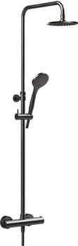Gessi Duschs&auml;ule-Thermostat mit Antikalk-Kopfbrause metall schwarz geb&uuml;rstet (35173707)