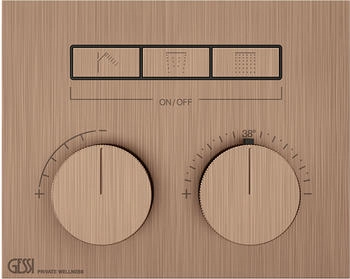 Gessi Hi-Fi Unterputz-Thermostat für 3 Verbraucher kupfer gebürstet (63006708)