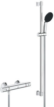 GROHE QuickFix Precision Start Thermostat- mit Brausestange 90cm & Handbrause chrom (34854001) – Zweistufige Sicherheitssperre schützt vor Verbrühungen