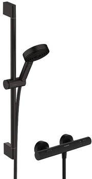 Hansgrohe Pulsify Select S Brausesystem 105 Brausestange 65cm EcoSmart Ecostat Fine 3 jet Handbrause schwarz matt (24262670)