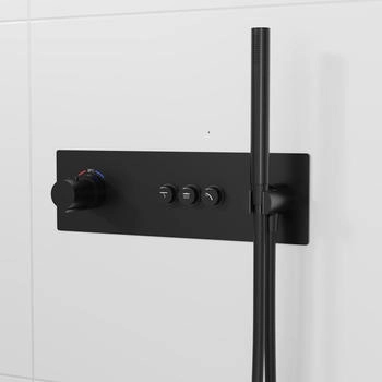 Steinberg Unterputzthermostat mit pushtronic für 3 Verbraucher it Mengenregulierung schwarz matt (390 4232 2 S)