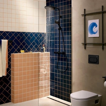 Hansgrohe Activera S Showerpipe 240 1jet EcoSmart+ mit Ecostat Fine mattschwarz (28083670) – Hansgrohe Activera S Showerpipe mit Thermostat und Aufputzmontage