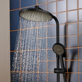 Hansgrohe Activera S Showerpipe 240 1jet EcoSmart+ mit Ecostat Fine mattschwarz (28083670) – Temperatursicherheit durch integriertes Ecostat Fine Thermostat