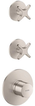 Axor One f&uuml;r 2 Verbraucher mit Kreuzgriff edelstahl optik (48712800)