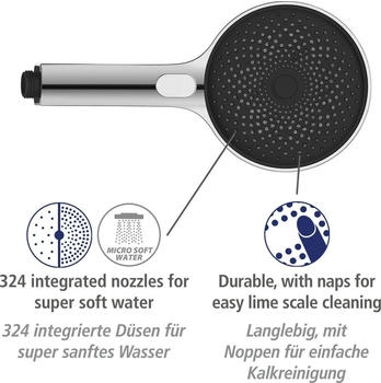 Wenko Duschsystem Softwater Edelstahl mit Regenduschkopf und Handbrause Chrom (25312100) – Wenko Softwater Duschsystem mit Kopf- und Handbrause