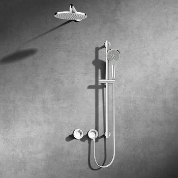 KEUCO IXMO Duschsystem Thermostatarmatur für 2 Verbraucher mit Brausestange und Kopfbrause rund chrom (59653010901)
