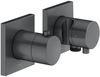 KEUCO Edition 11 Thermostatarmatur Unterputz für 2 Verbraucher mit Schlauchanschluss und Brausehalter schwarzchrom gebürstet (51153131222)