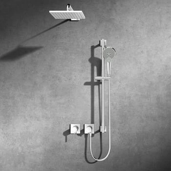 KEUCO IXMO Duschsystem Einhebelmischer mit 2 Verbrauchern, Brausestange und Kopfbrause, eckige Rosette (59651010602)