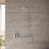 Herzbach Living Spa Duschsystem mit Thermostat, Duschsäule RB 250mm rund, Stabhandbrause Edelstahl gebürstet (11.988225.1.09)