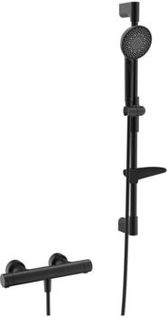 Hansa PRISMA Duschsystem mit Thermostat, 3-strahlig, matt-schwarz (4813042133)