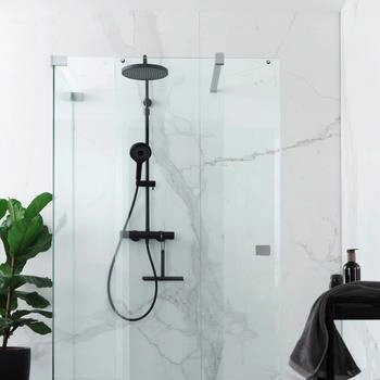 Schöner Wohnen Duschsystem mit Thermostat Glaia Wassersparend Mattschwarz – Schöner Wohnen Duschsystem Glaia mit Thermostat